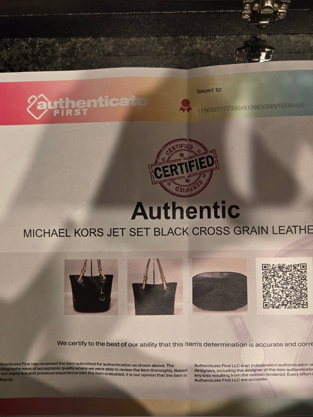 Michael Kors Black Tote Bag with Tan Straps - Picture 6 of 6